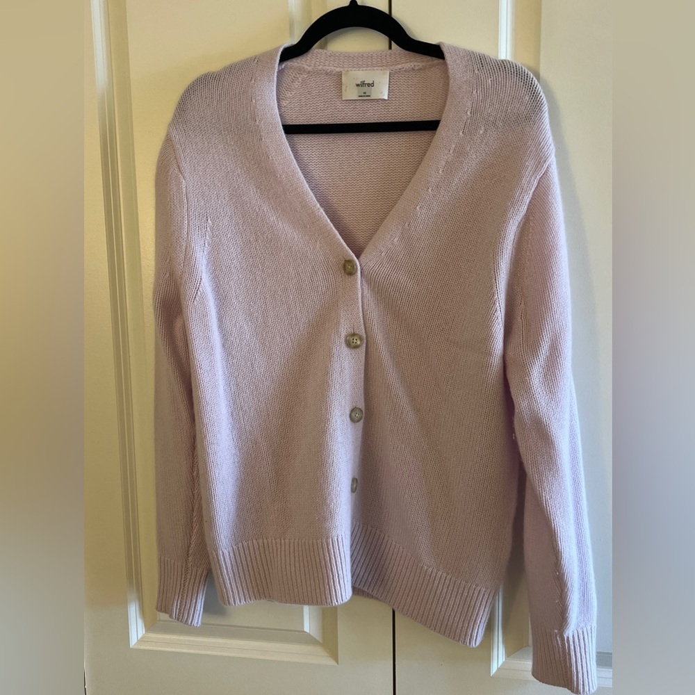 Wilfred Aritzia 100% Cashmere Lavender Cardigan